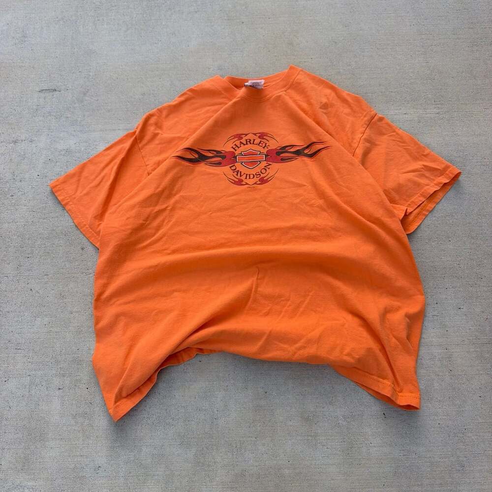 Vintage 2001 Harley-Davidson Bumpus of Jackson Tennessee Orange Flame T-Shirt XL